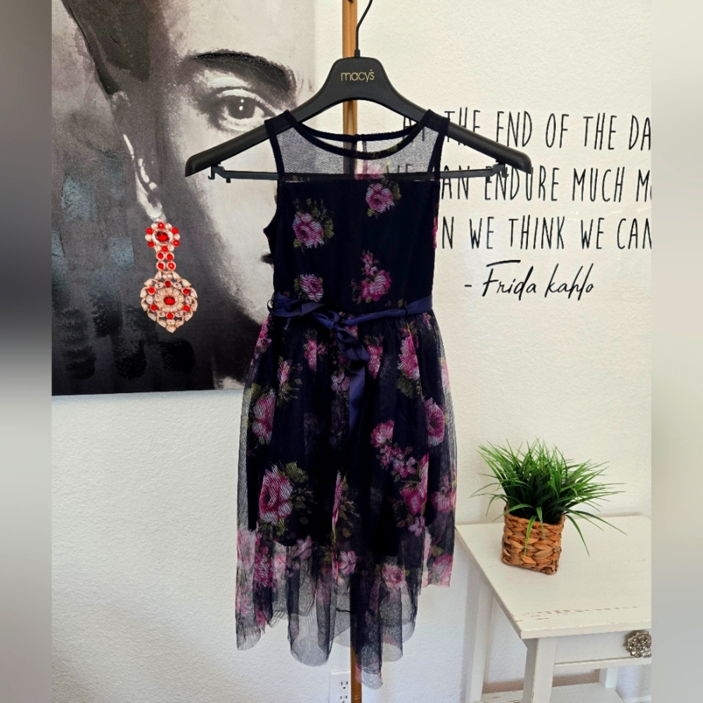 NWT Girls Kids Lilt Navy Blue and Pink High Low Sundress Size 7